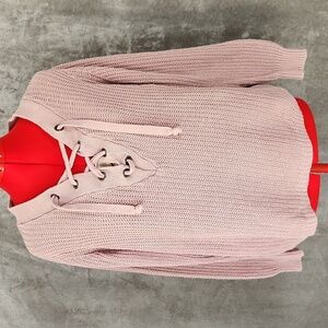 Pink heavy knit women's sweater